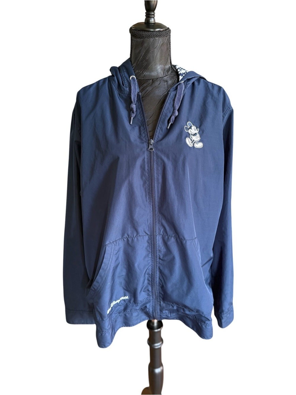 Disney Parks Mickey Mouse Windbreaker Jacket XL Navy Blue Hooded